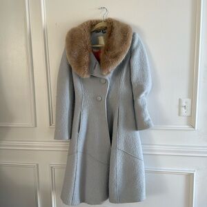 ANTHROPOLOGIE SIZE 4 elevenses beatrix coat *RARE* fur collar, ice queen